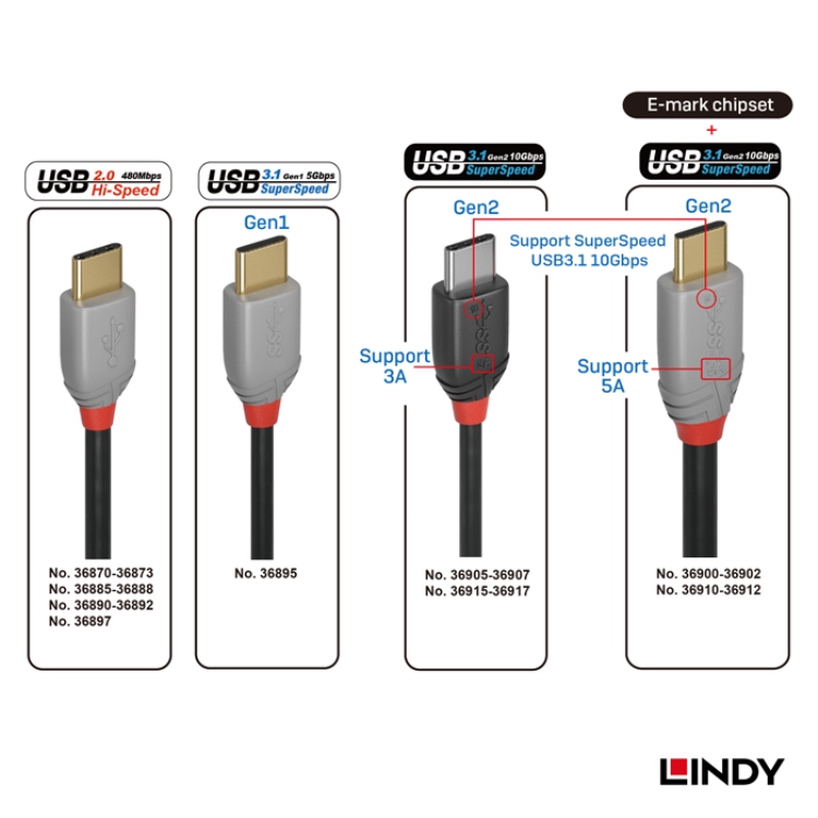 LINDY BLACK LINE USB3.1 GEN 2 Type-C公TO 公充電線0.5m-LINDY林帝原廠購物網