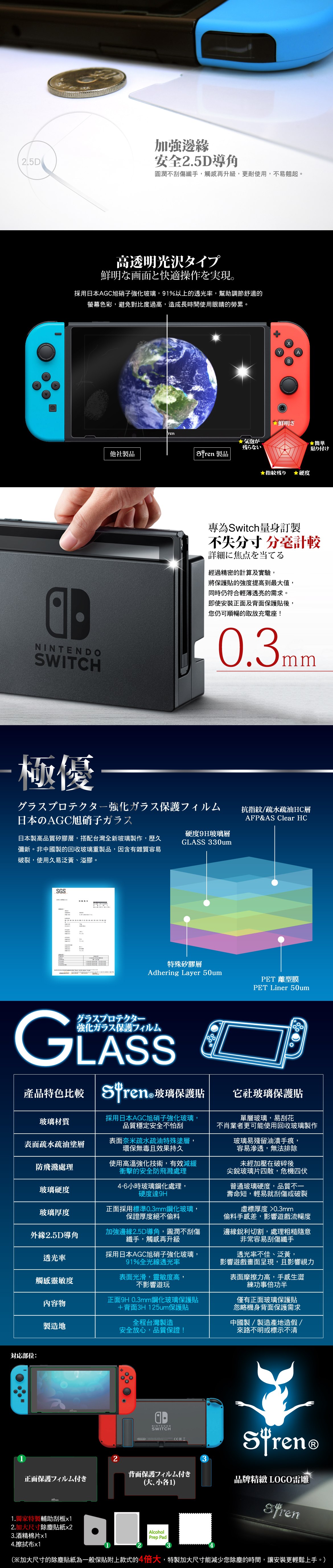 任天堂ns Switch Siren Switch 9h玻璃螢幕保護貼 含背面貼 Wl Pfns01 電玩 創客 桌遊專館 Eclife良興購物網